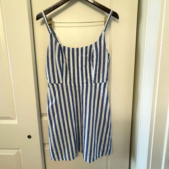 Old Navy Women's Fit & Flare Spring Summer Linen Blend Mini Dress Size M - Picture 4 of 10